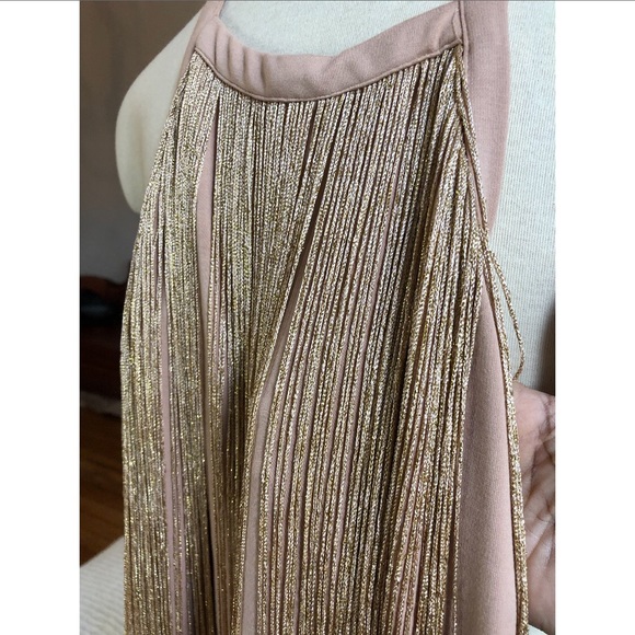 Forever 21 Nude / Gold Fringe Dress - Picture 2 of 5
